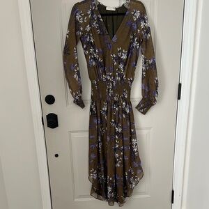 Ramy Brook Olive Green and Purple Silk Sundress